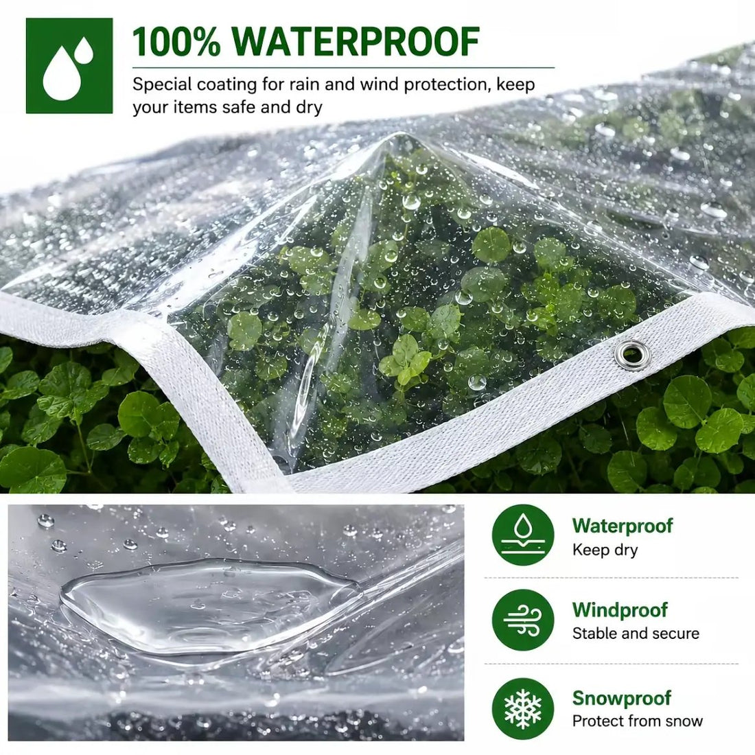 Outdoor plants under clear weather cover
